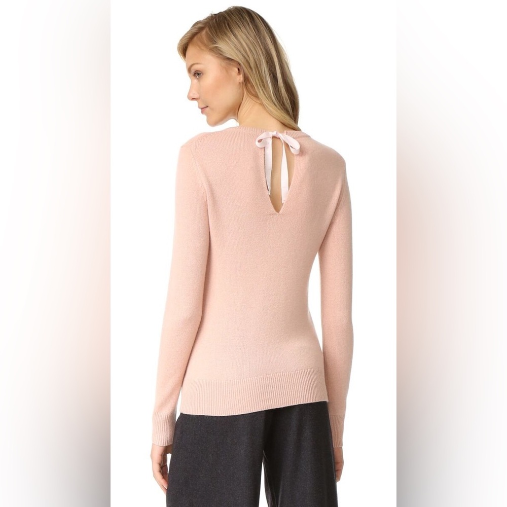 THEORY Pale Pink Rose Salomina Cashmere Sweater Bow Tie Back